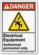 Electrical Equipment Authorized Personnel Only Danger Sign