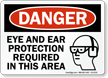 Eye Ear Protection Required In Area Danger Sign