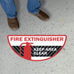Fire Extinguisher   Keep Area Clear, Semi Circle, Red & Black