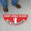 Fire Extinguisher   Keep Area Clear, Semi Circle, Red