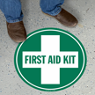 First Aid Kit Circular Floor Sign