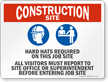 Hard Hats Required On This Job Site Sign