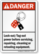 Lock Out Tag Out Power Before Servicing Sign