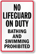 New York No Lifeguard On Duty Pool Sign