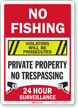 No Fishing Violators Prosecuted Surveillance Sign