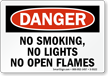 No Smoking, No Lights, Open Flames Sign