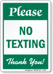 No Texting Sign
