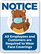 All Employees and Customers Required to Wear Face Coverings Notice Face Covering Sign