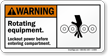 Rotating Equipment, Lockout Power Before Entering Compartment Sign
