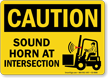 Sound Horn At Intersection Caution Sign