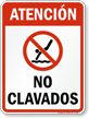 Spanish Attention No Diving Sign with Symbol