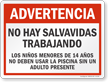 Spanish Warning No Lifeguard on Duty Sign