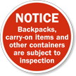 Carry On Items Are Subject To Inspection Sign