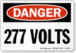 Danger 277 Volts Sign