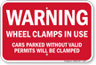 Warning Wheel Clamps In Use Church Sign