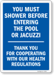 You Must Shower Before Entering The Pool Or Jacuzzi Sign