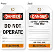 Electrical Do Not Operate OSHA Danger Two Sided Tag