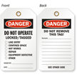 Danger Do Not Operate Locked/Tagged Tag