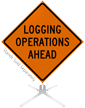 Logging Operations Ahead Roll Up Sign