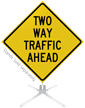 Two Way Traffic Ahead Roll Up Sign