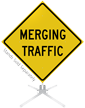Merging Traffic Roll Up Sign