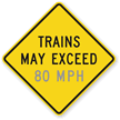 Trains May Exceed Custom Mph   Traffic Sign