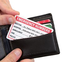 Emergency Numbers Safety Wallet Cards
