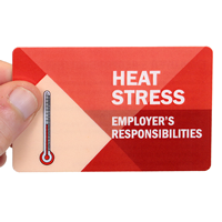 Heat Stress Employer's Responsibilities With Heavy Duty Laminated Single Safety Wallet Card 