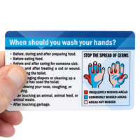 Wash Hands The Right Way, Fold-over (Bi-Fold) Laminated Safety Wallet Card