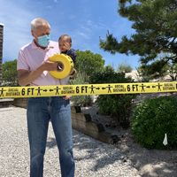 Barricade tape for 6 feet apart