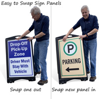 Changing sign panels on an a-frame