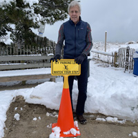Icy watch your step sign for parking lots