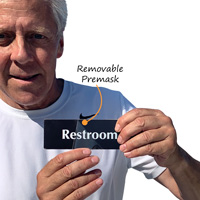 Restroom sign with protective premask