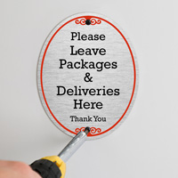 Diamondplate Sign: Parcel Drop-off Location