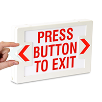 Press Button to Exit- Red Lettering,LED Exit Sign