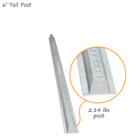 6' Tall Galvanized Steel Post