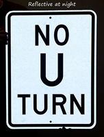 NO U TURN Parking Lot Sign