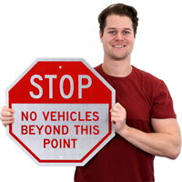 Stop No Vehicles Beyond This Point,Parking Sign