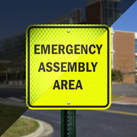 Fluoresc'nt Yellow Green Assembly Area Sign