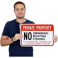 Private Property: No Swimming & No Fishing Signs