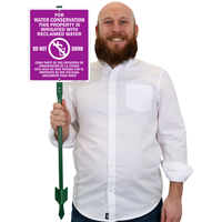 Bilingual Water Conservation LawnBoss Sign