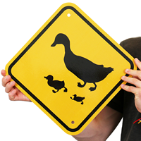 Duck And Duckling Crossing Road Signs