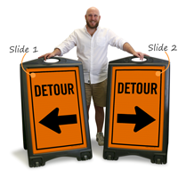 Detour Sidewalk Sign With Arrow