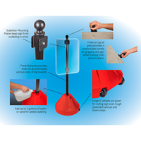 Red Roll 'n' Pole Portable Sign Holder