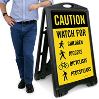 Watch For Children, Joggers, Bicyclists, Pedestrians with Graphic Sign