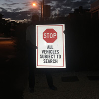 Stop All Vehicles Subject to Search BigBoss Sign