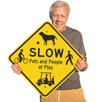 Slow ppets and people at play sign