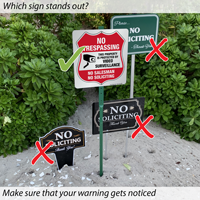 No soliciting, no trespassing, video surveillance signs for lawn