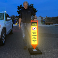 Caution: Slippery icy parking lot decal