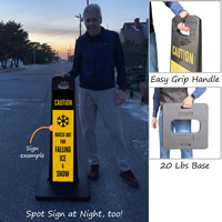 Standing sign for ice and snow warning